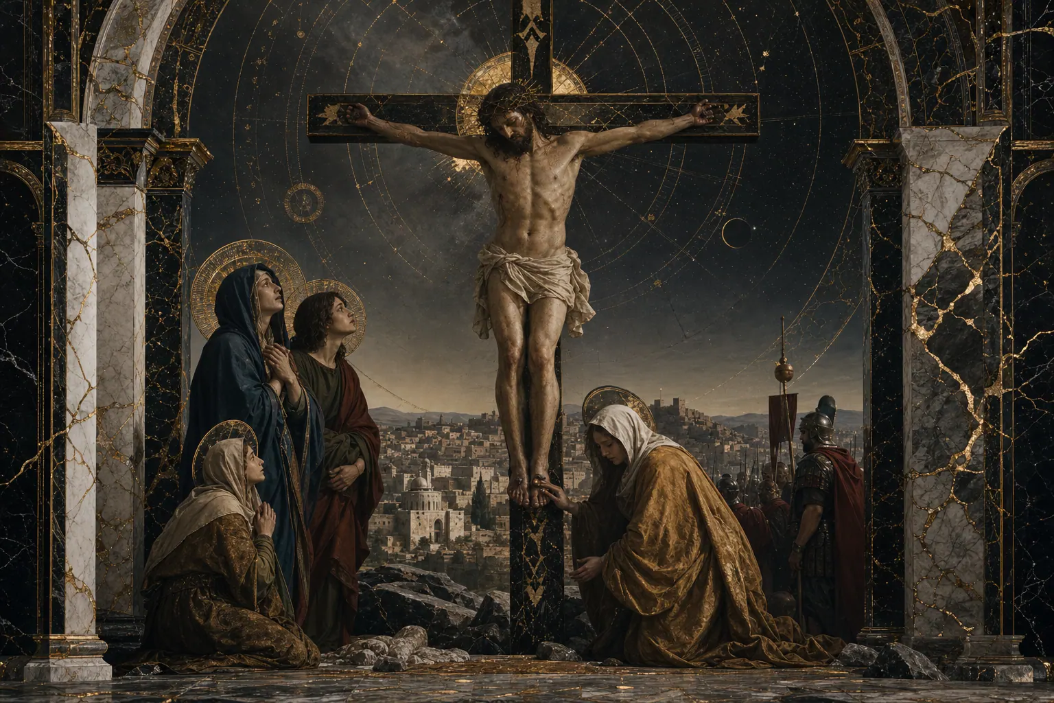 Interpretação artística da Crucifixão de Jesus Cristo