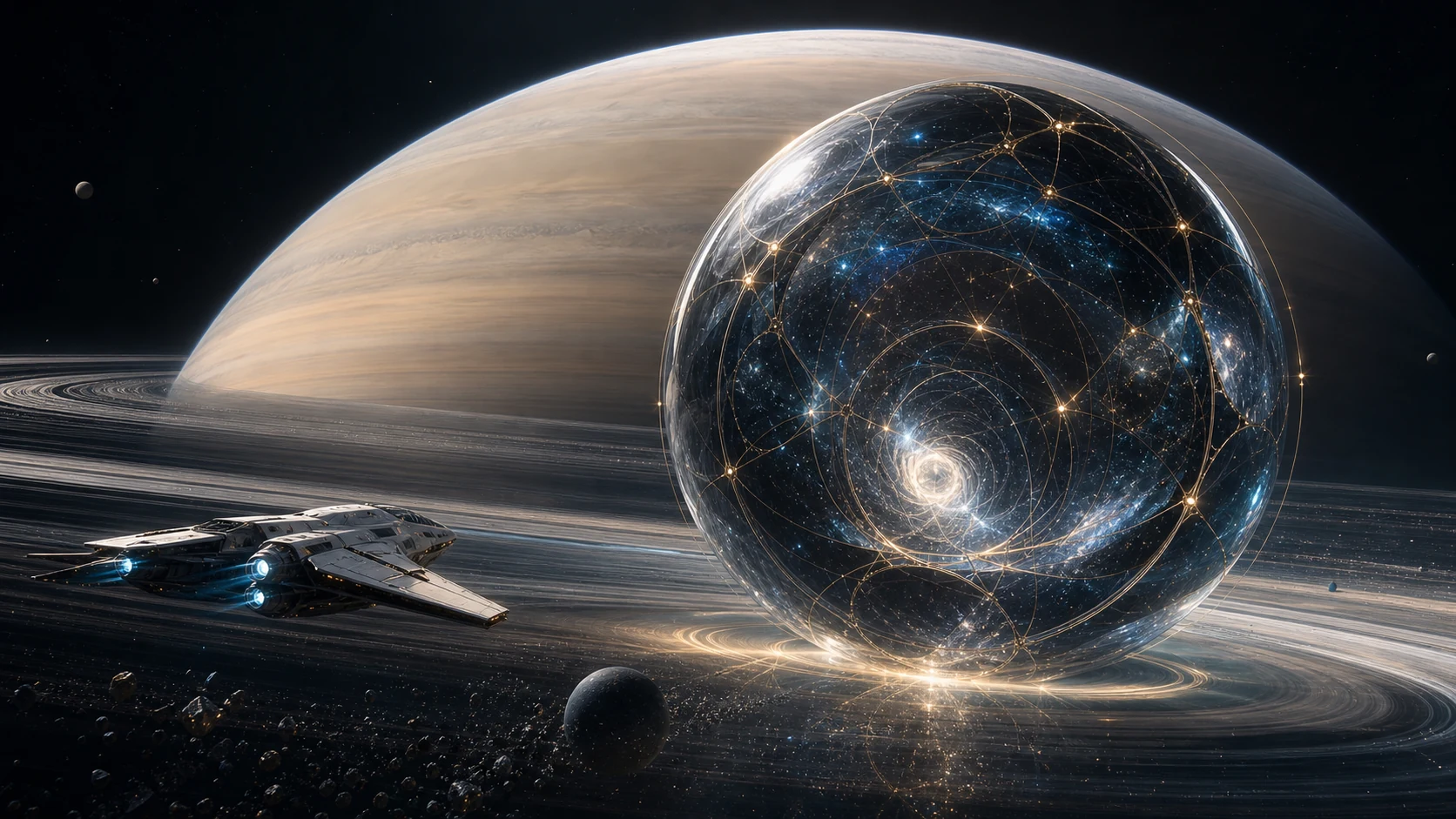 Buraco de minhoca cristalino próximo a Saturno
